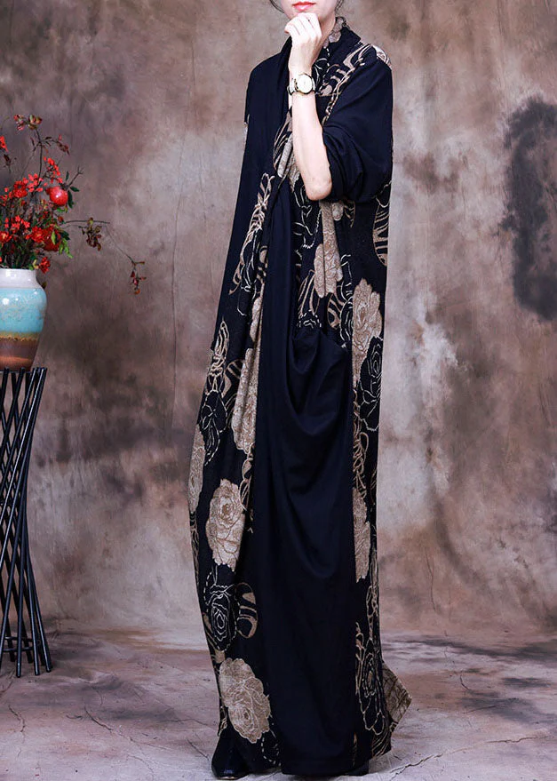 Vogue Colorblock Asymmetrical Print Chiffon long Dress Spring - Image 3