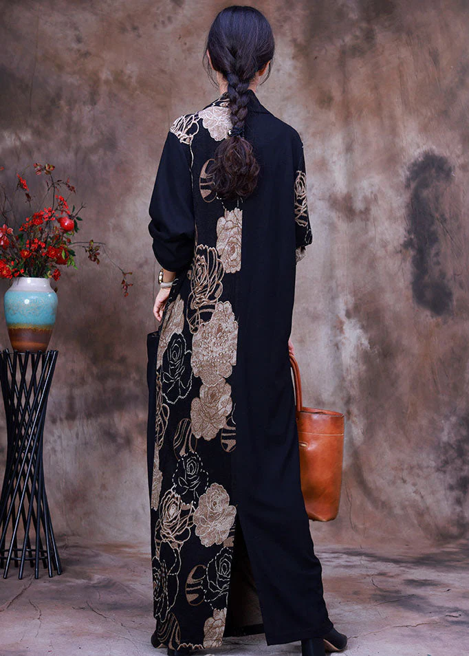 Vogue Colorblock Asymmetrical Print Chiffon long Dress Spring - Image 5