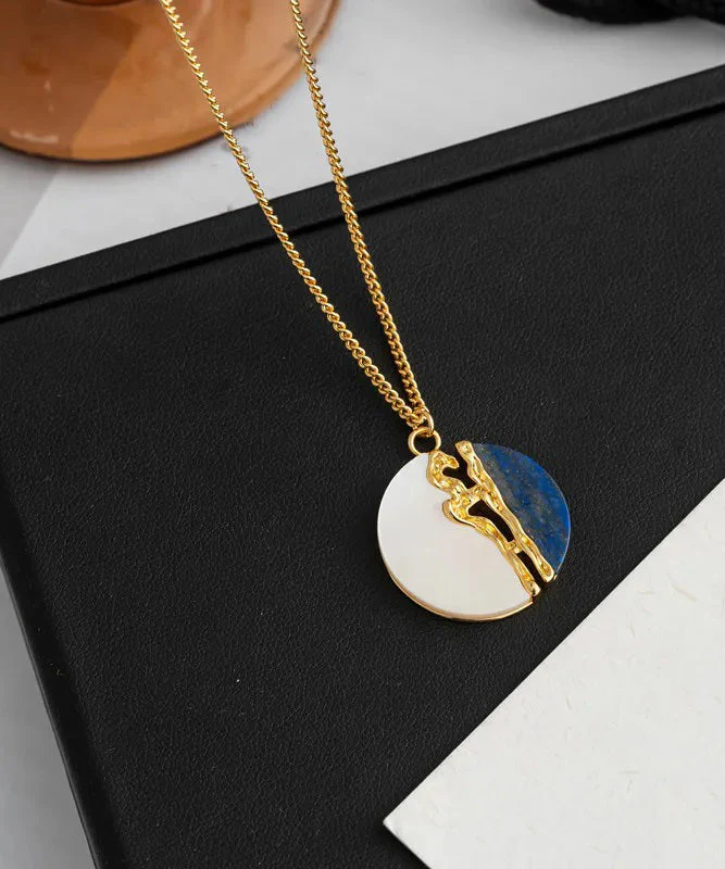 Vogue Colorblock Copper Overgild Zircon Inlaid Shell Pendant Necklace - Image 4