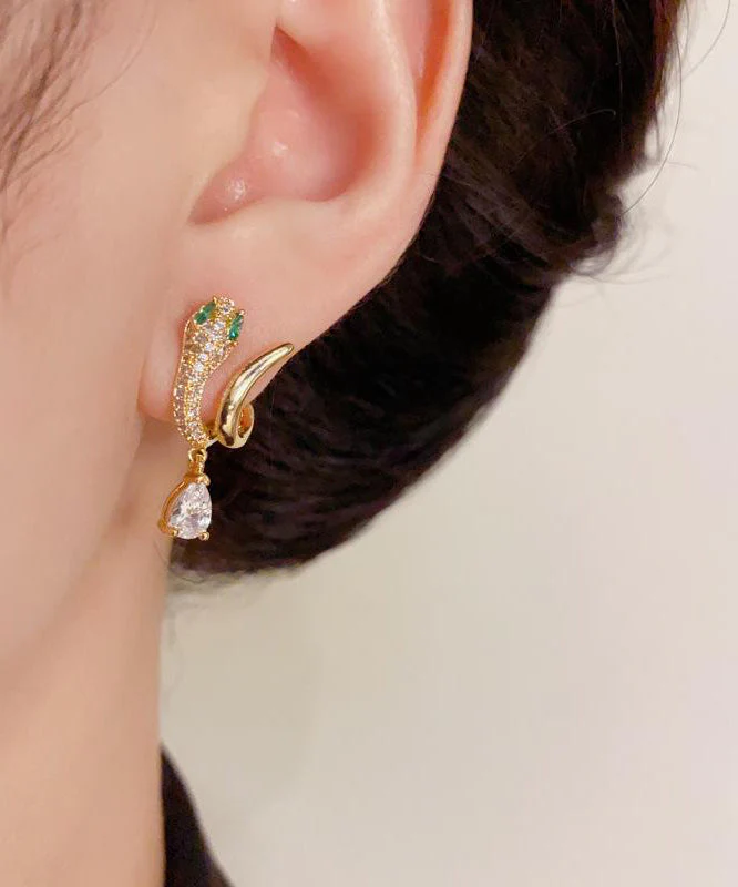 Vogue Gold Copper Alloy Zircon Serpentine Drop Earrings - Image 2
