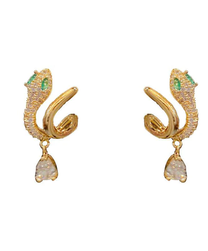 Vogue Gold Copper Alloy Zircon Serpentine Drop Earrings - Image 5
