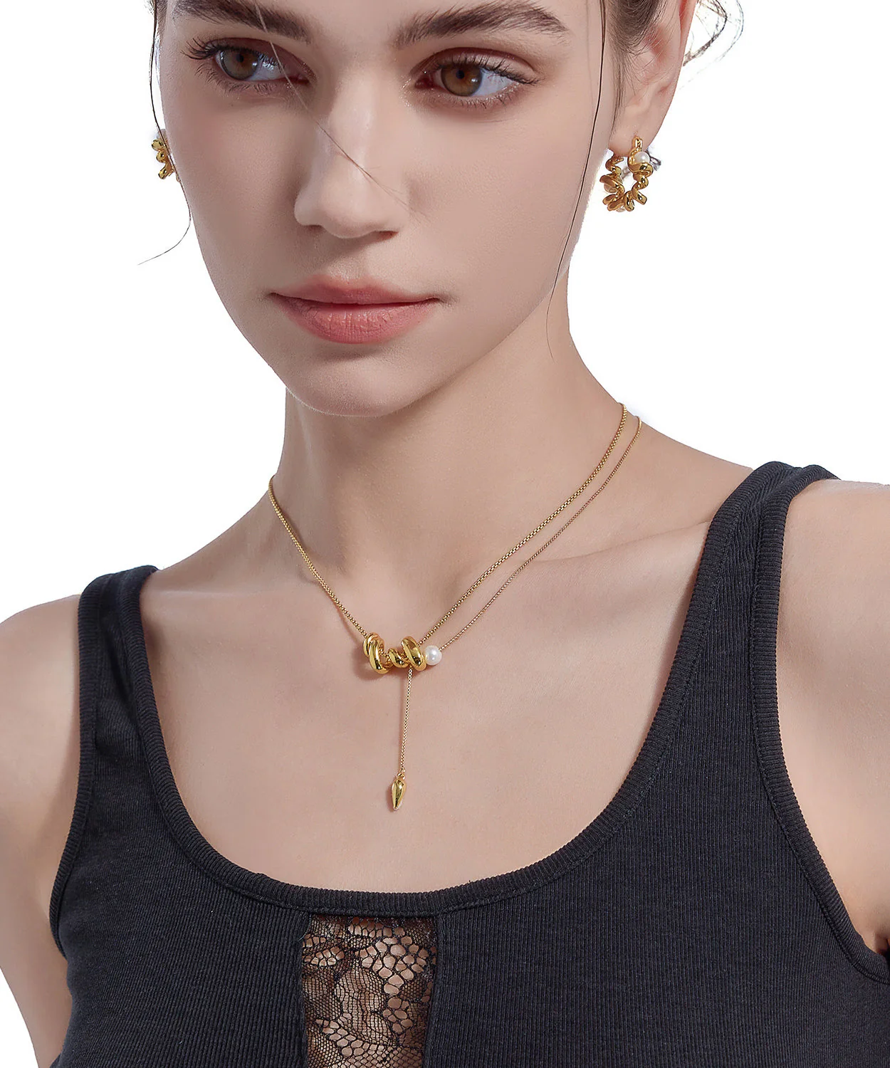 Vogue Gold Copper Overgild Pearl Pendant Necklace - Image 3