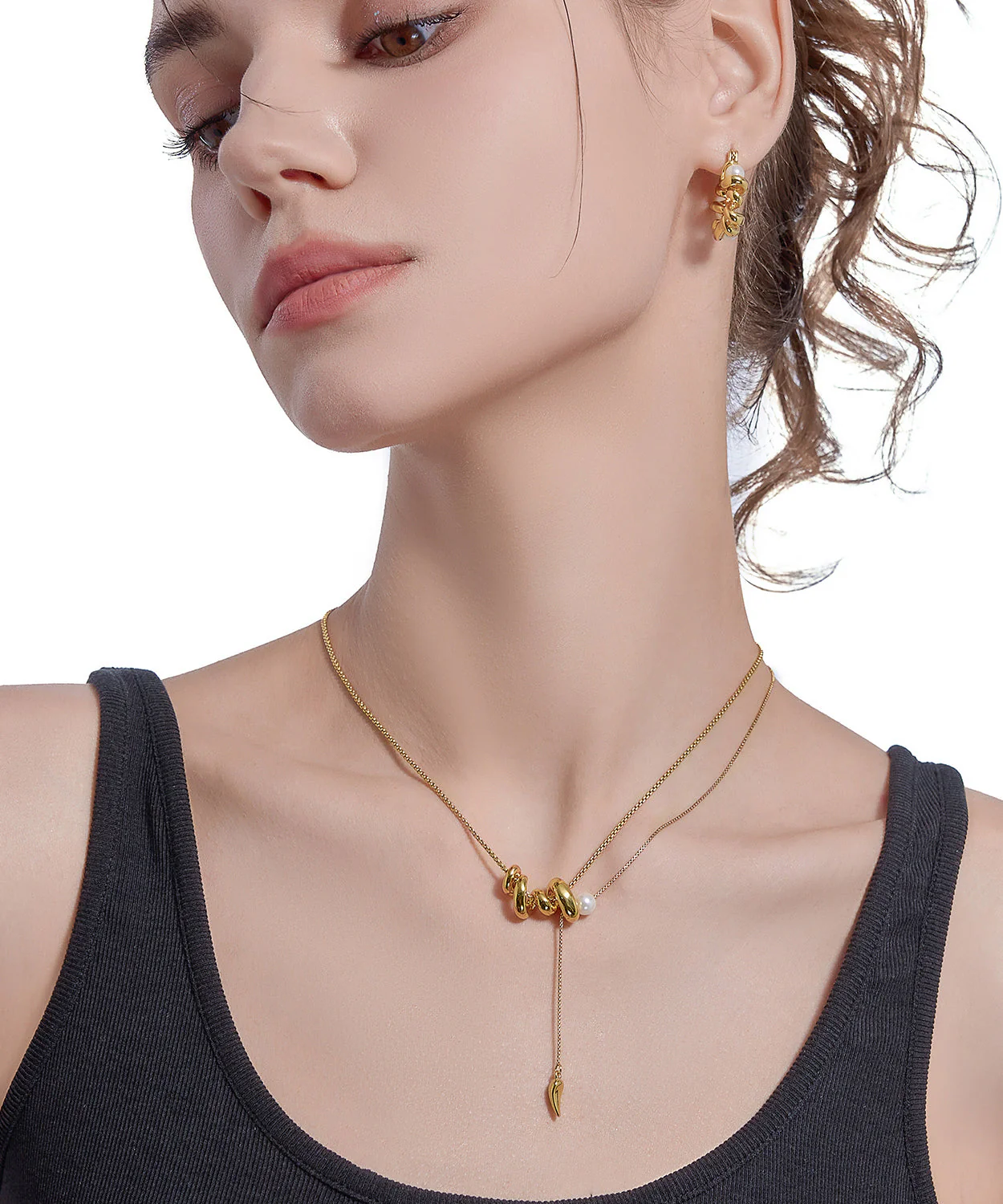 Vogue Gold Copper Overgild Pearl Pendant Necklace - Image 4