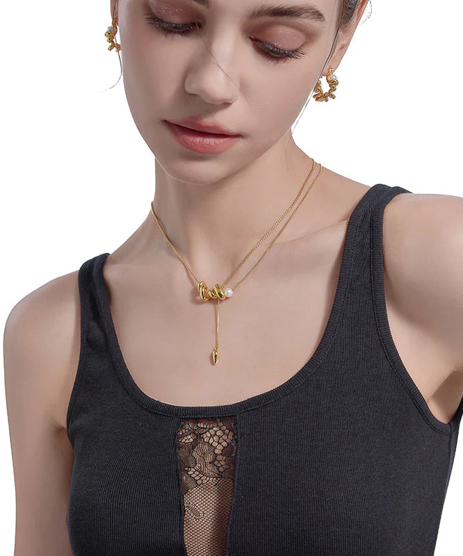 Vogue Gold Copper Overgild Pearl Pendant Necklace - Image 5