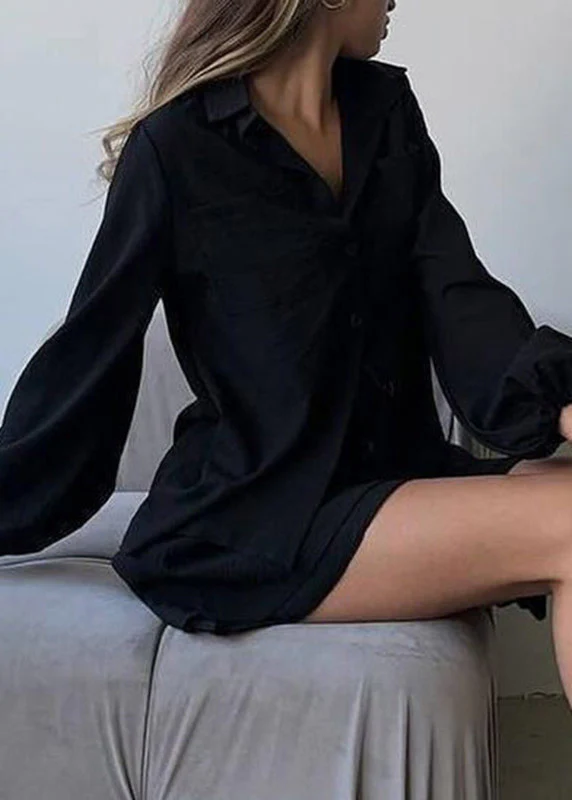 Vogue Khaki Peter Pan Collar Shirts And Shorts Two Pieces Set Fall - Image 4