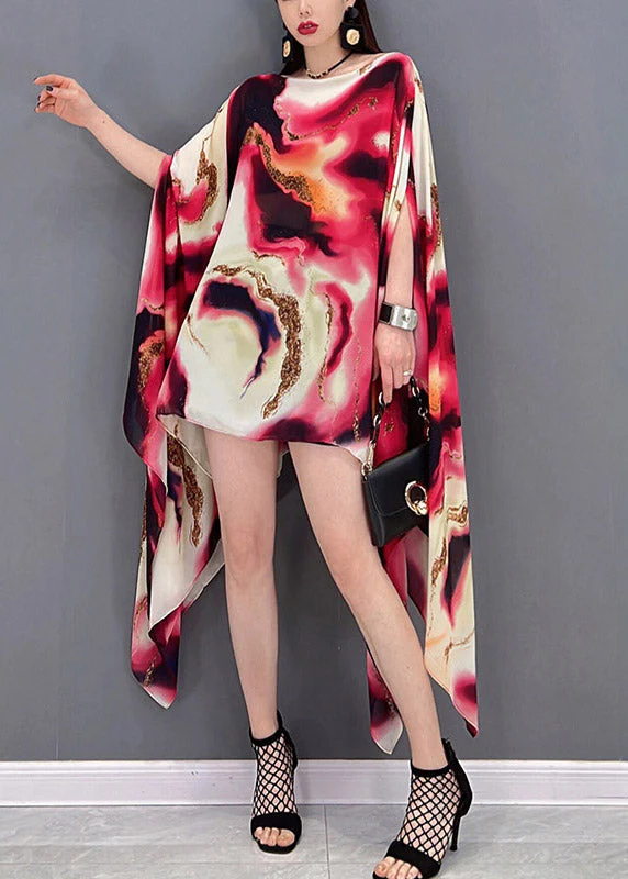 Vogue O-Neck Asymmetrical Print Vacation Dresses Short Sleeve - Image 2