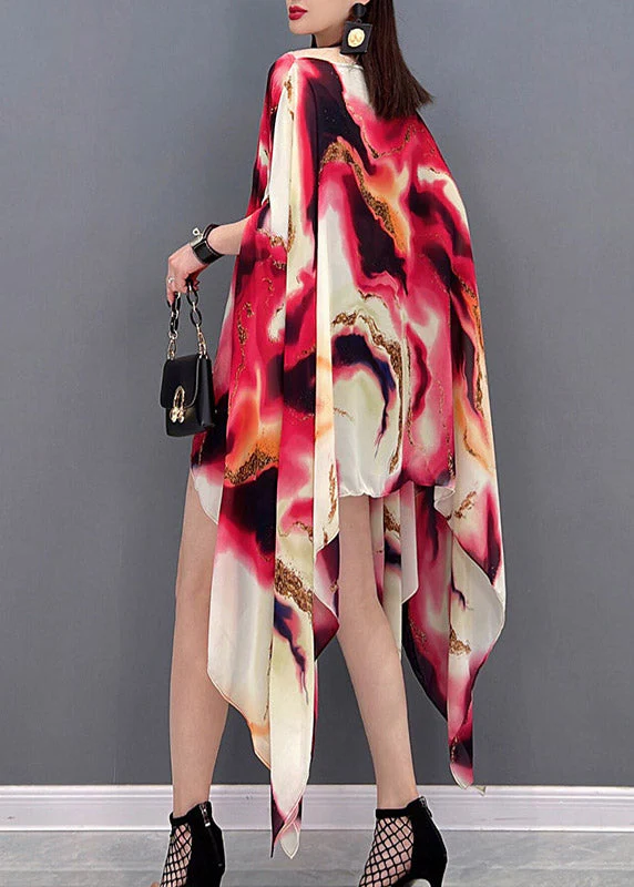 Vogue O-Neck Asymmetrical Print Vacation Dresses Short Sleeve - Image 5