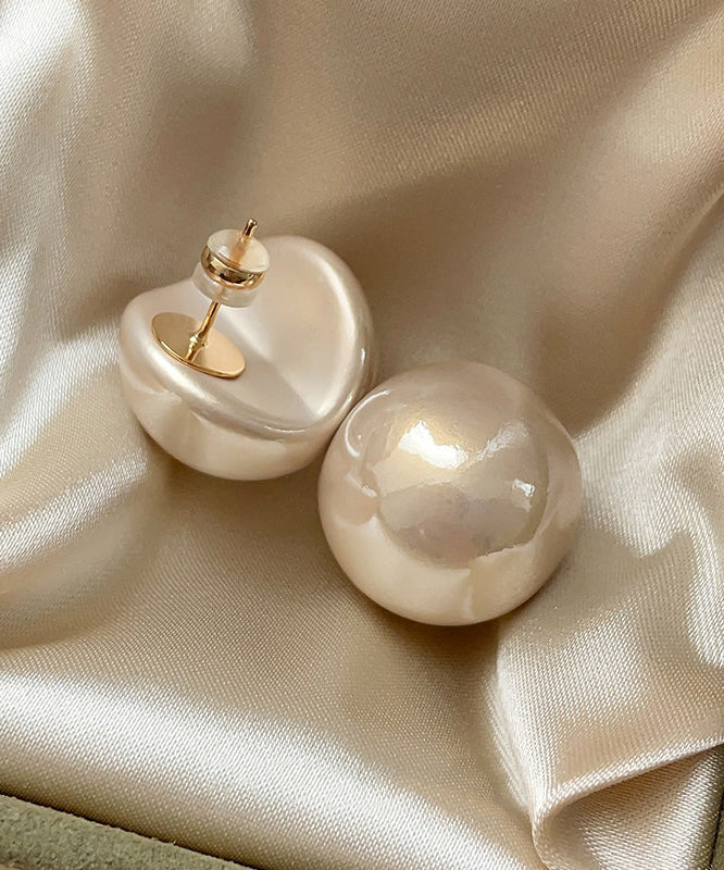 Vogue Red Copper Overgild Pearl Stud Earrings - Image 4