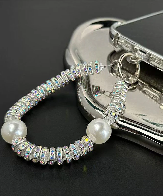 Vogue White Alloy Zircon Beading Phone Chains - Image 4