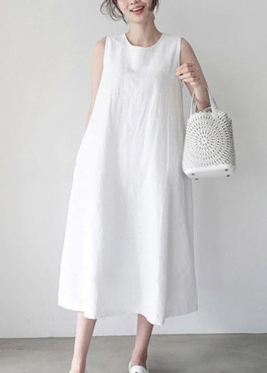 White Cozy Holiday Slip Dresses Sleeveless - Image 2