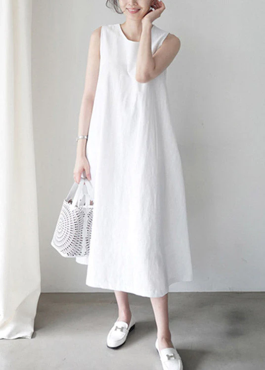 White Cozy Holiday Slip Dresses Sleeveless - Image 4