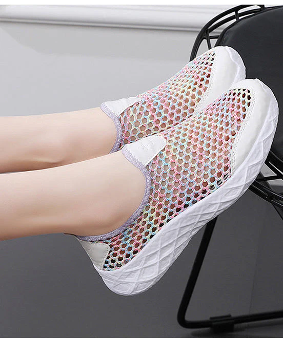 White Flat Feet Shoes Hollow Out Flats - Image 4