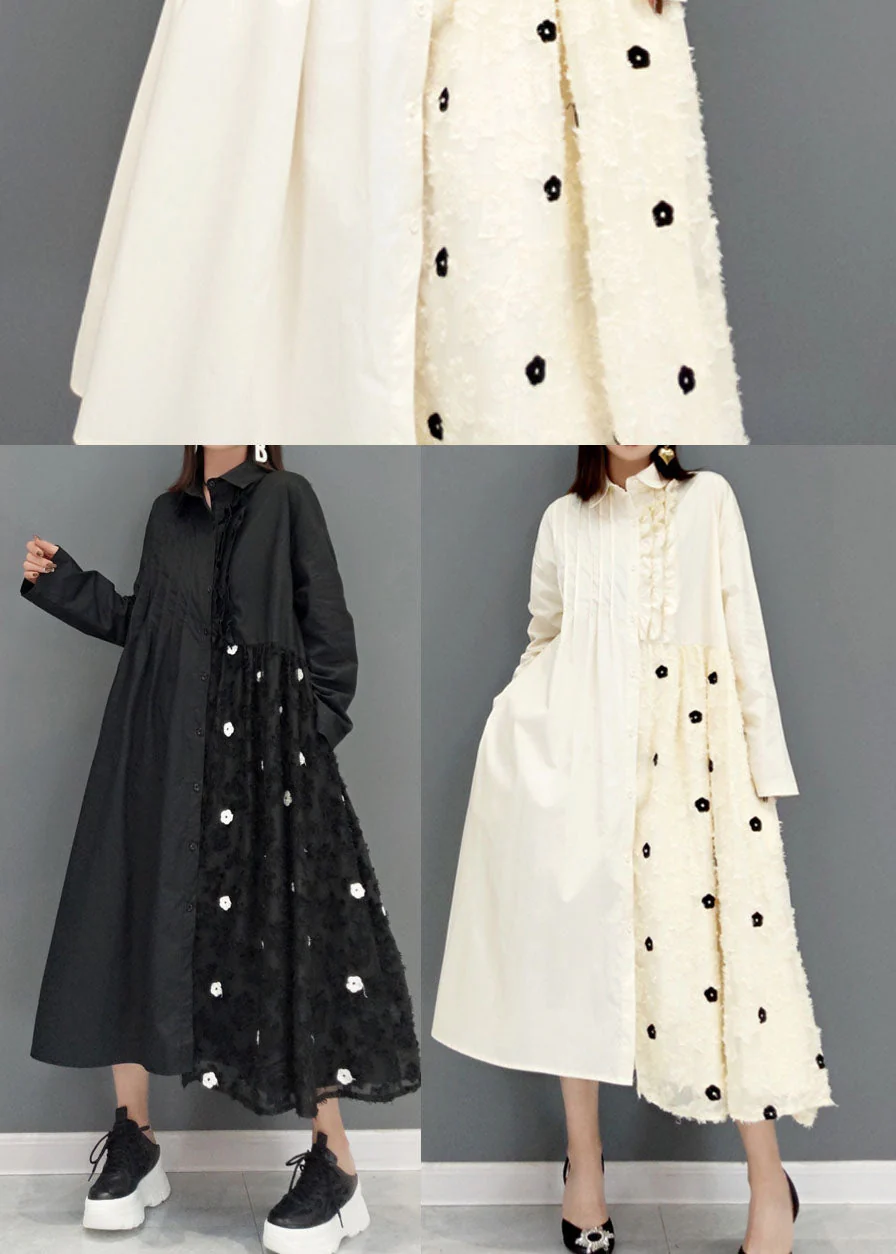 White Maxi Dresses Peter Pan Collar Ruffled Spring - Image 5