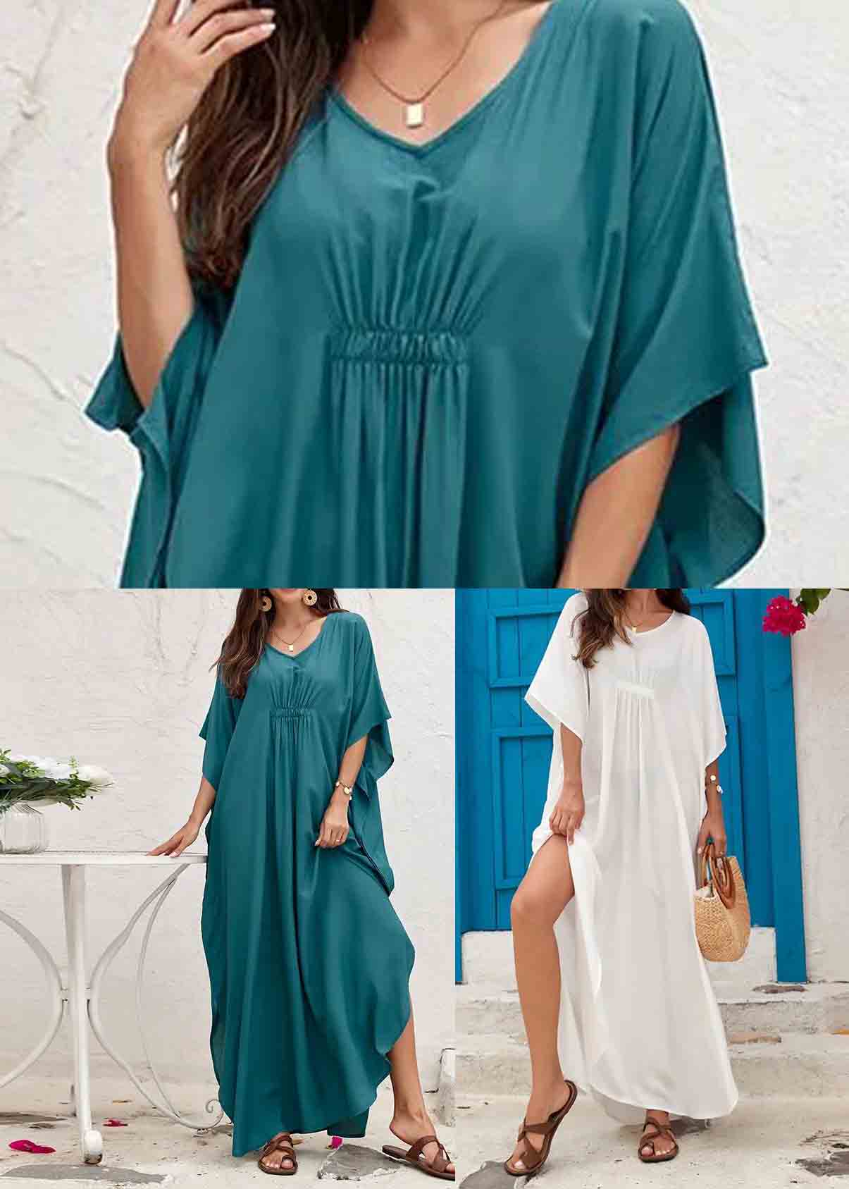 White Oversized Cotton Holiday Dress Wrinkled Summer - Image 5
