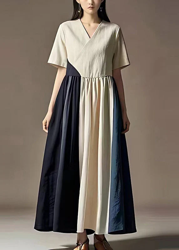 White Patchwork Cotton Maxi Dress Exra Large Hem Summer - Image 2