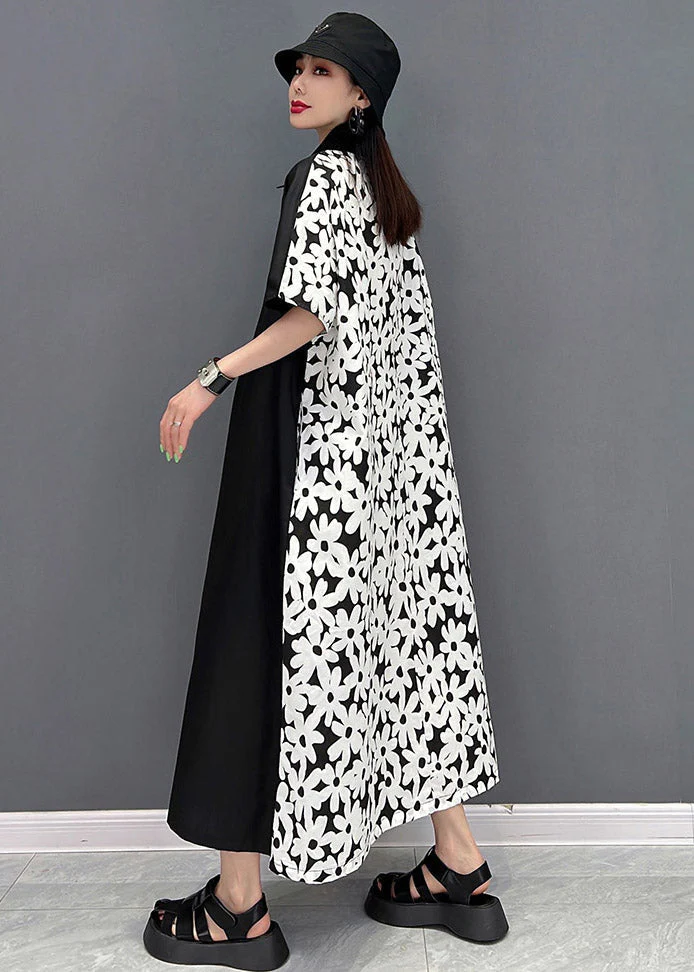White Peter Pan Collar Button Vacation Dresses Short Sleeve - Image 4