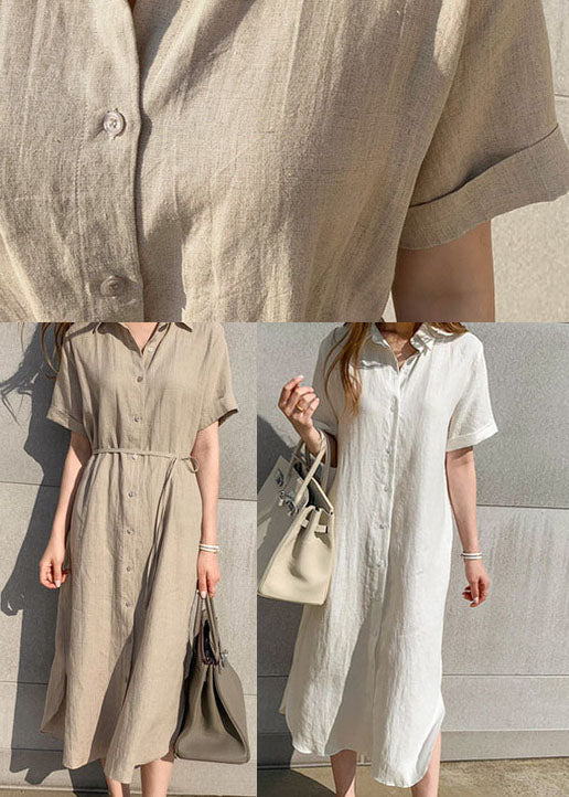 White side open Button shirts Dresses Short Sleeve - Image 5
