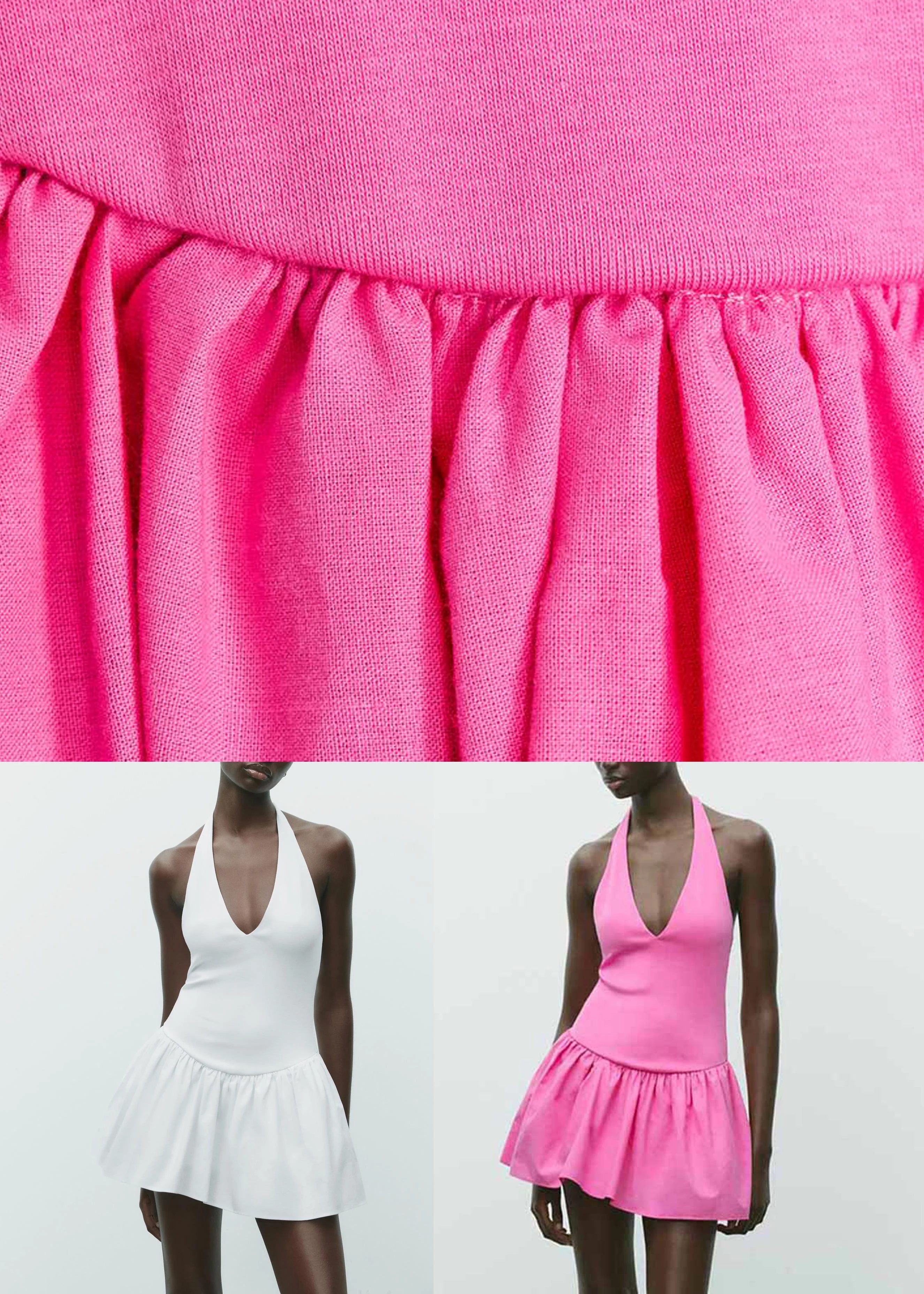 White Wrinkled Solid Cotton Mini Dress Backless Summer - Image 5