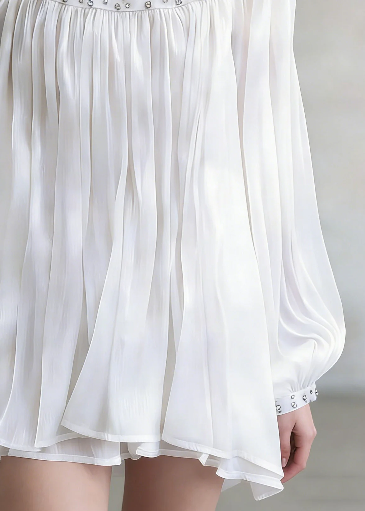 White Zircon Wrinkled Shirt Stand Collar Spring - Image 4