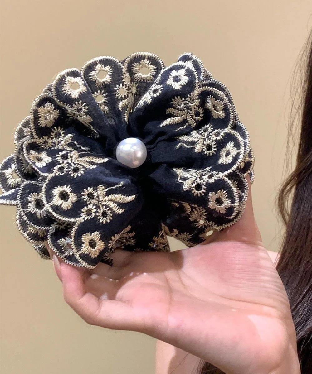 Women Alloy Embroidery Pearl Banana Hairpin - Image 2