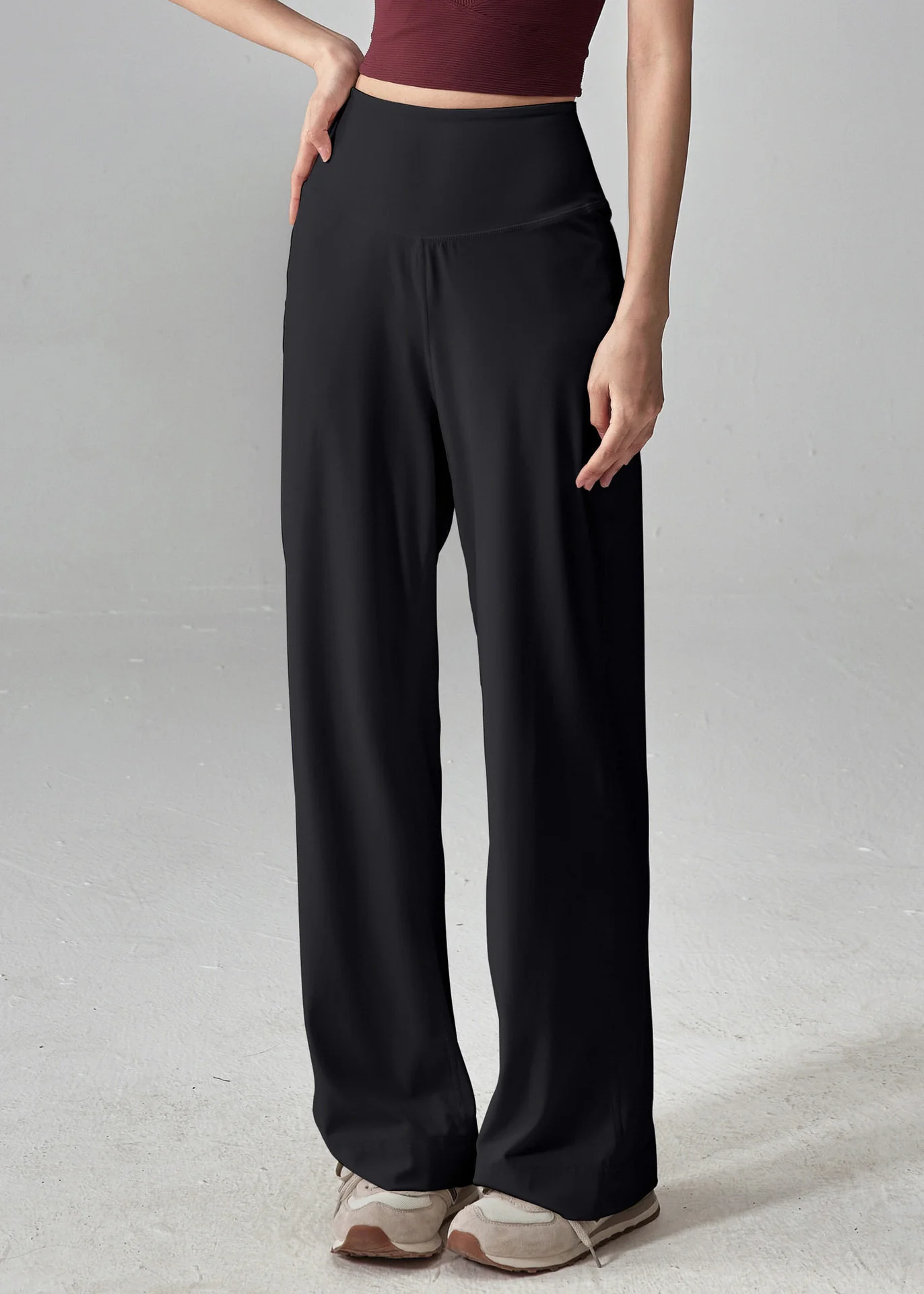 Women Beige High Waist Quick Dry Material Yoga Pants - Image 2