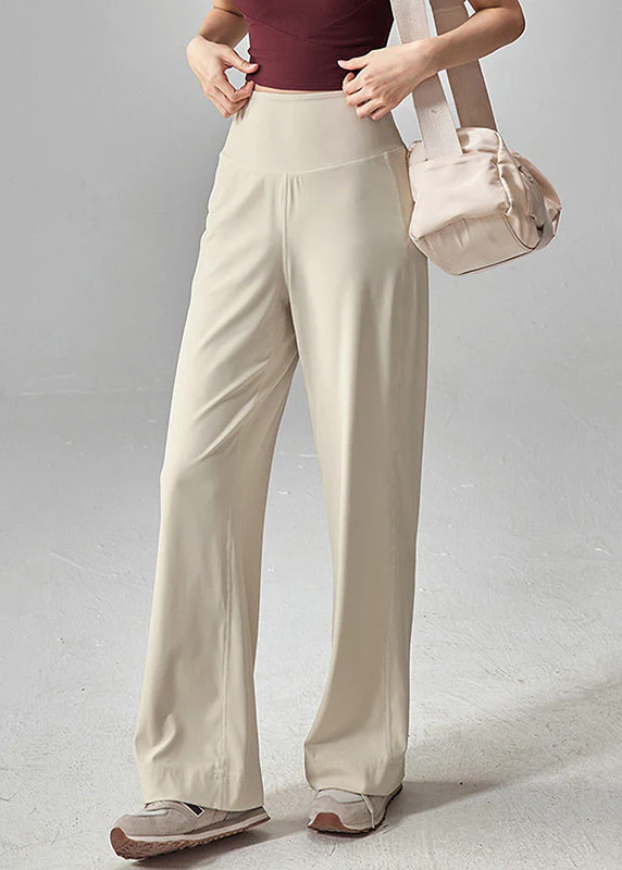 Women Beige High Waist Quick Dry Material Yoga Pants - Image 3