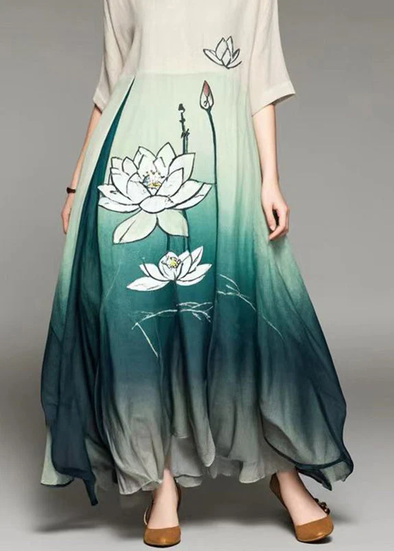 Women Beige Oversized Tie Dye Print Cotton Vacation Dresses Summer - Image 4