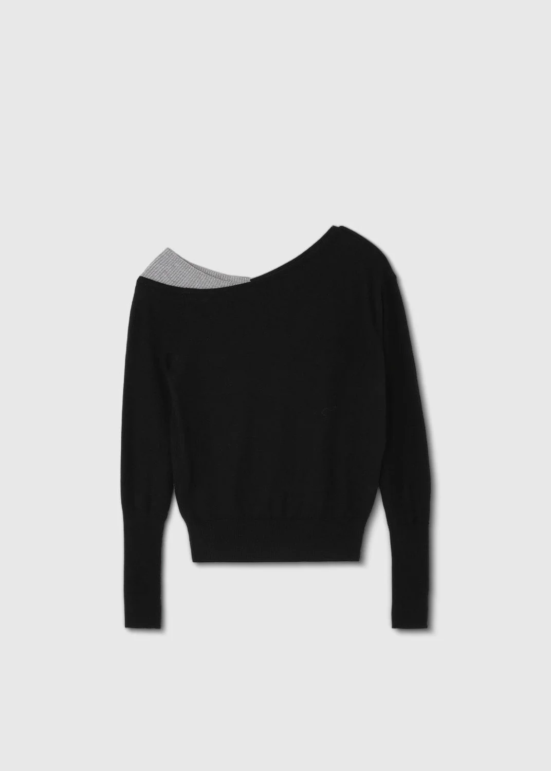 Women Black Cold Shoulder Patchwork Knit Sweaters Spring - Image 5