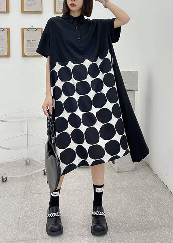 Women Black Dot Summer Short Sleeve Dress