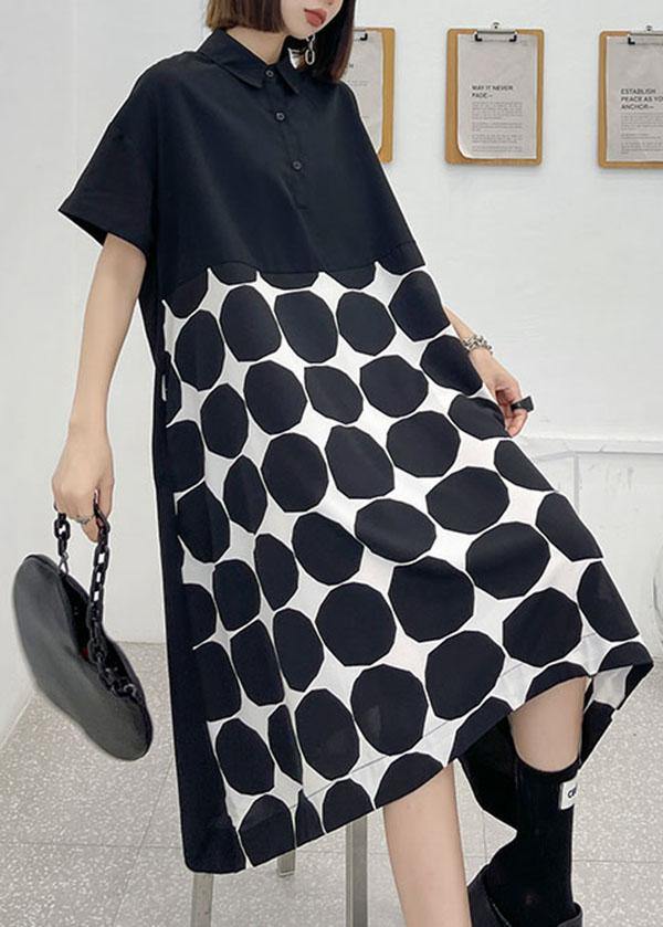 Women Black Dot Summer Short Sleeve Dress - Image 2