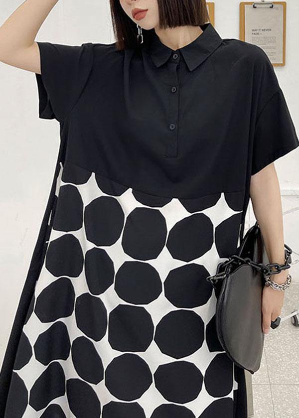 Women Black Dot Summer Short Sleeve Dress - Image 4