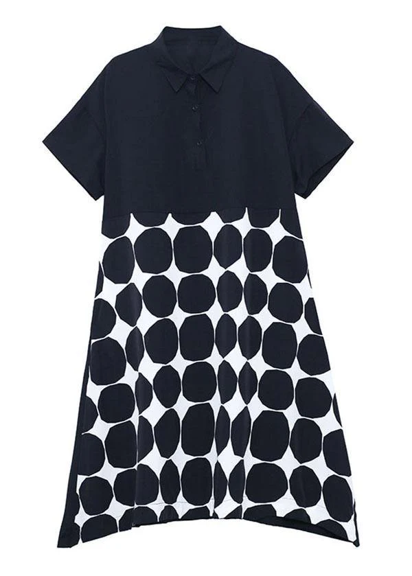 Women Black Dot Summer Short Sleeve Dress - Image 5