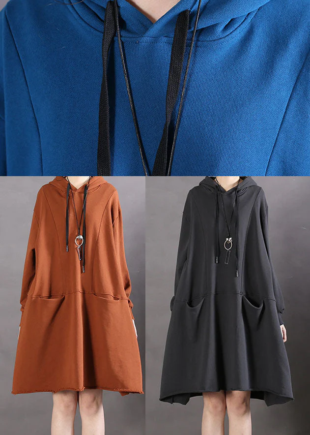 Women Black Hooded Patchwork Cotton Sweatshirts Spring dress - Image 5