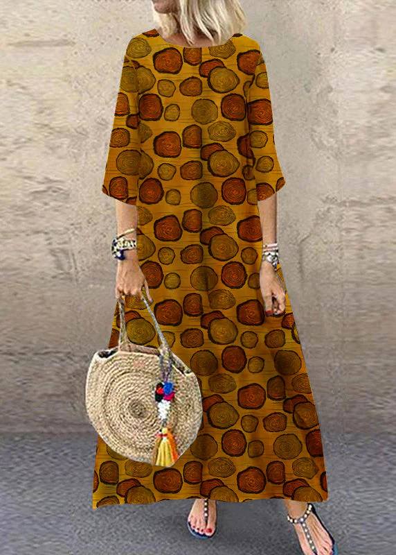Women Black O-Neck Plaid Maxi Dresses Half Sleeve - Image 7