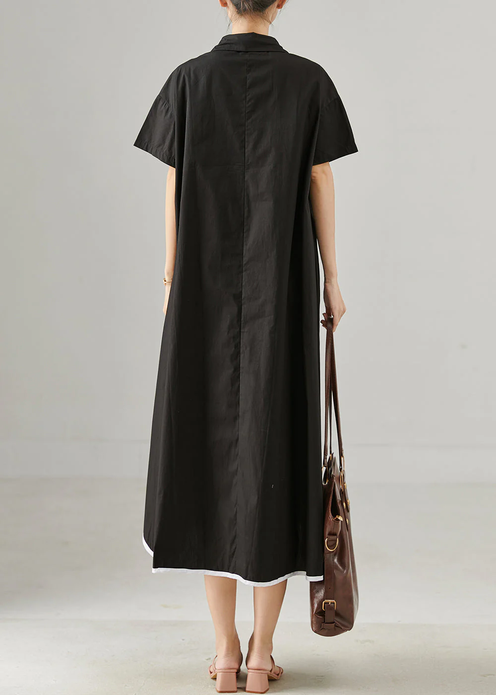 Women Black Oversized Print Cotton Holiday Dress Summer - Image 4