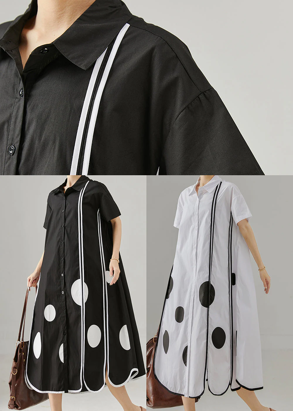 Women Black Oversized Print Cotton Holiday Dress Summer - Image 5