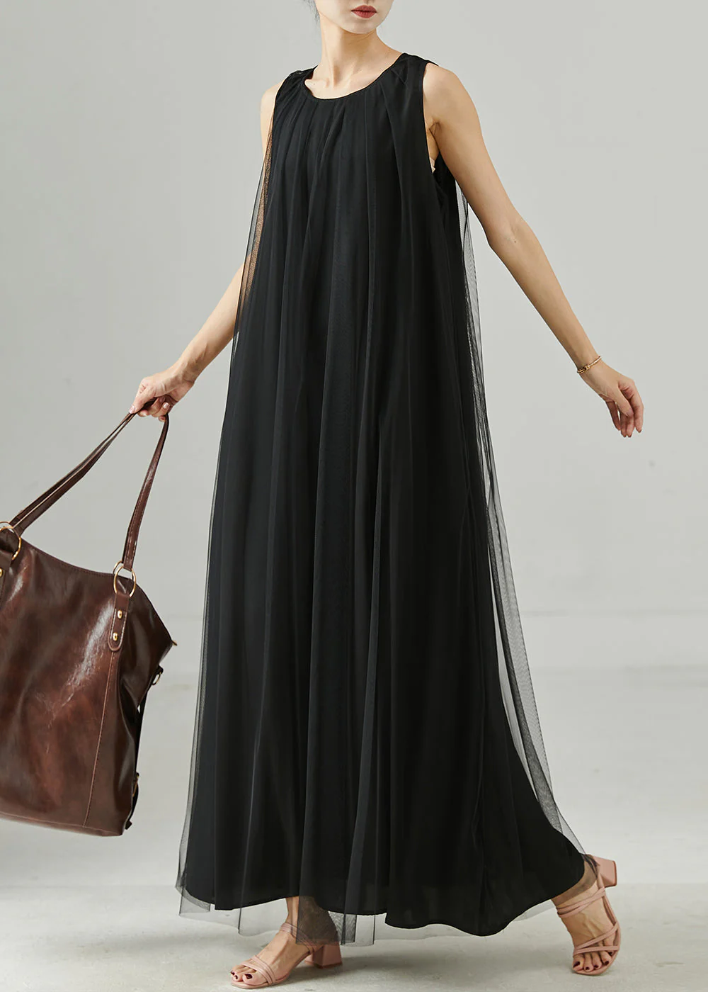 Women Black Oversized Tulle Maxi Dresses Summer - Image 2