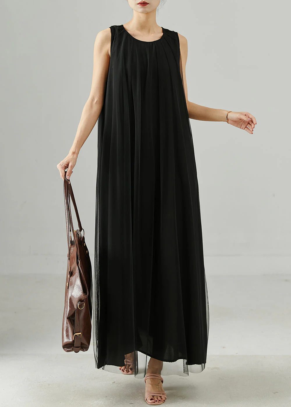 Women Black Oversized Tulle Maxi Dresses Summer - Image 3