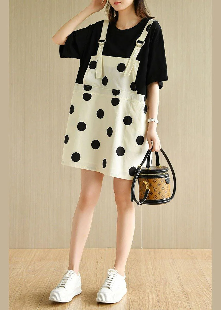 Women Black Patchwork Dot Summer Dresses Half Sleeve - Image 2