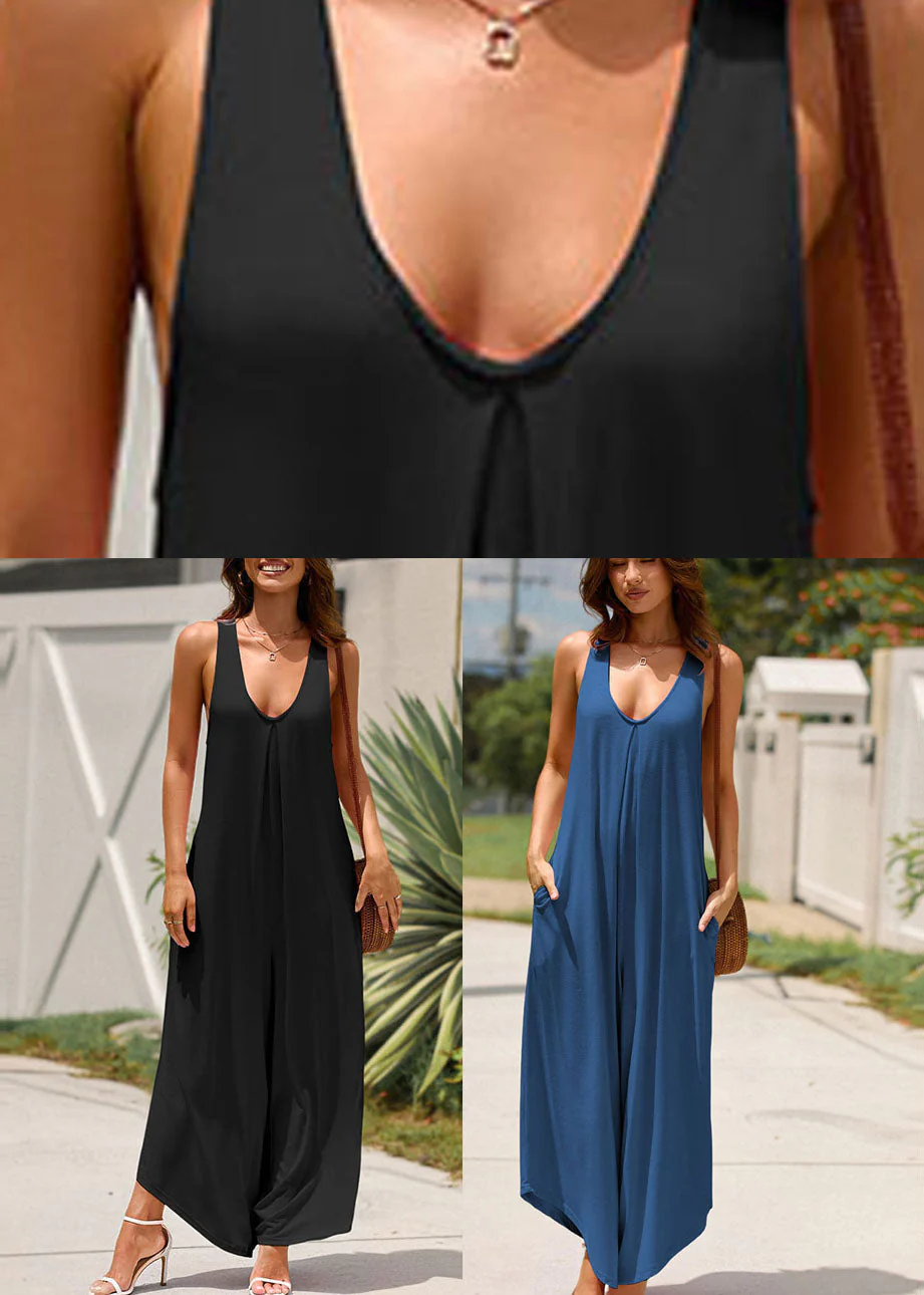Women Black Patchwork Maxi Spaghetti Strap Dress Summer - Image 5