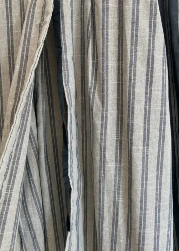 Women Black Striped Tie Waist Long Vest Dress Summer - Image 5