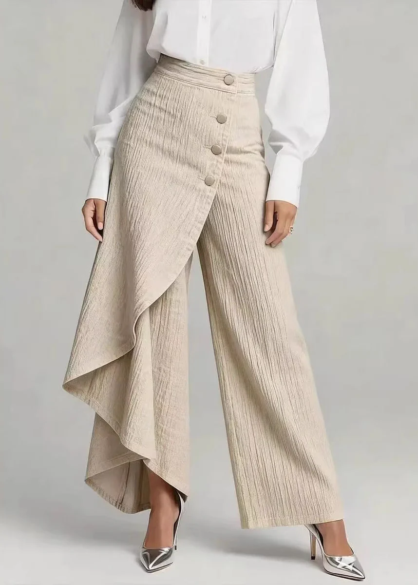 Women Blue Asymmetrical Patchwork Denim Pants Spring - Image 3