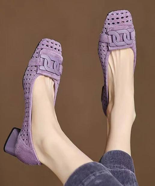 Women Blue Sandals Hollow Out Chunky Sandals - Image 3