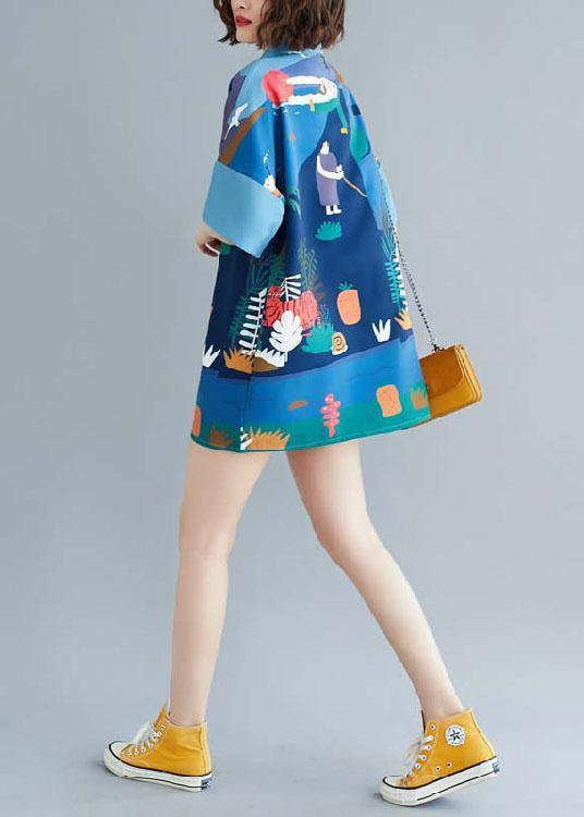 Women Blue Stand Print Shift Dresses Summer - Image 3