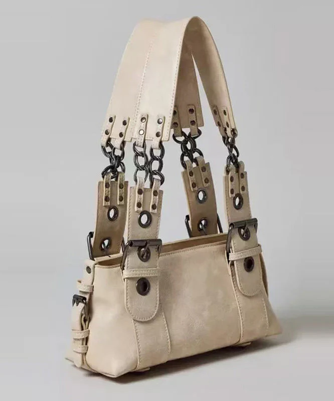 Women Brown Chain Linked Patchwork Faux Leather Shoulder Bags - Image 4