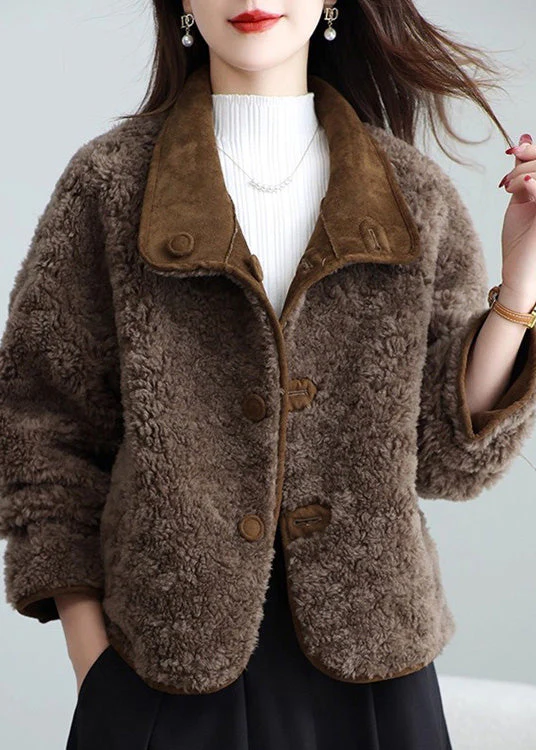Women Brown Wear On Both Sides Leather And Fur Coat Winter - Image 2