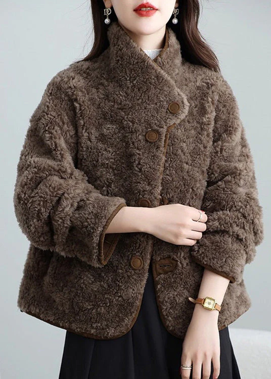 Women Brown Wear On Both Sides Leather And Fur Coat Winter - Image 4