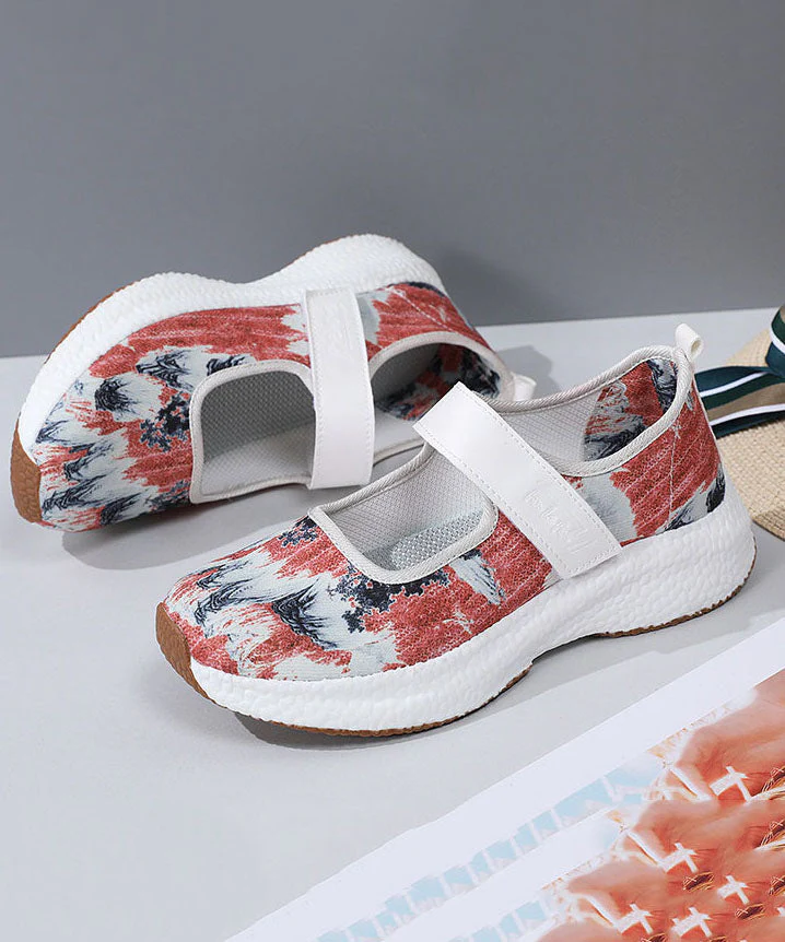Women Casual Blue Denim Fabric Print Flat Feet Shoes Buckle Strap - Image 2
