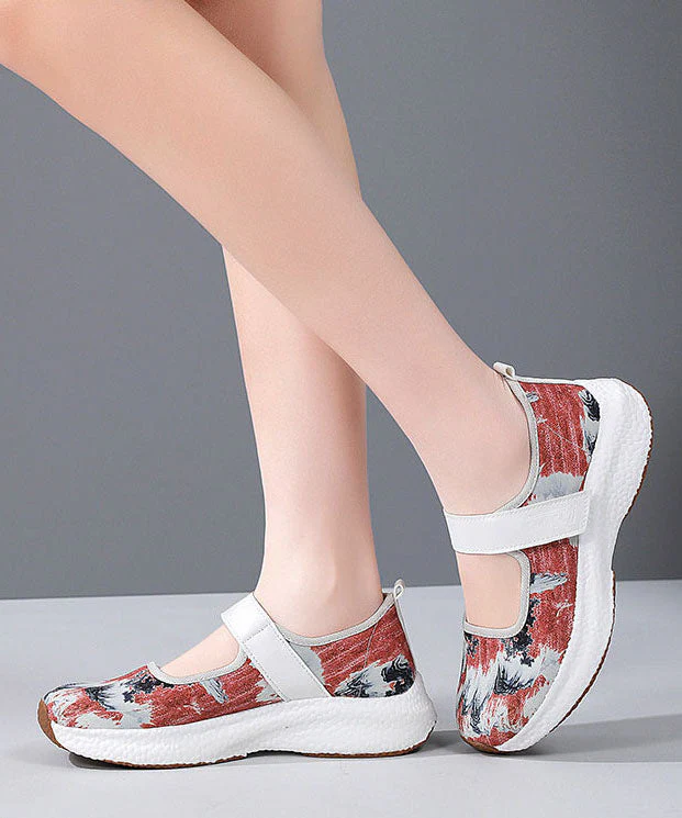 Women Casual Blue Denim Fabric Print Flat Feet Shoes Buckle Strap - Image 4