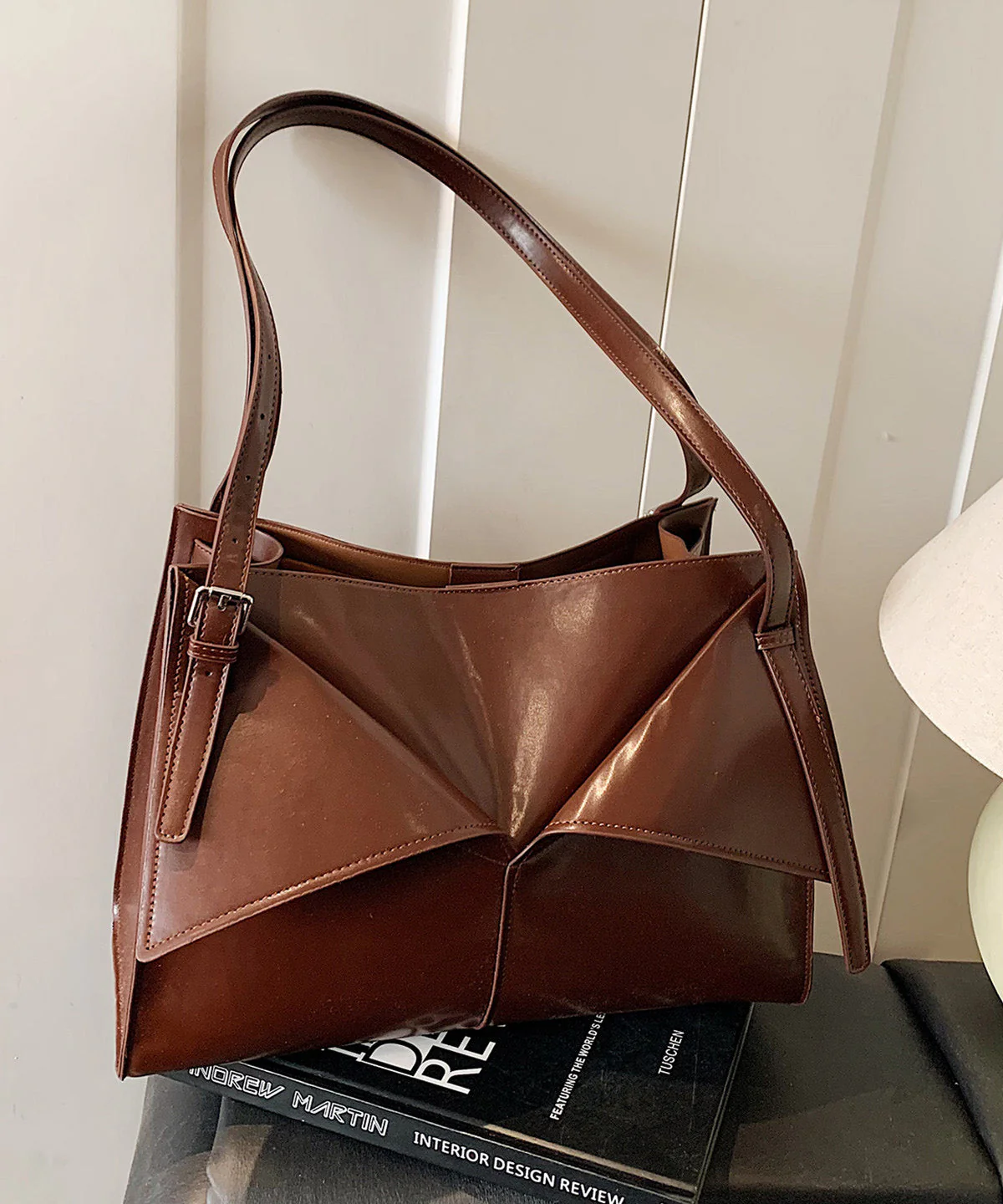 Women Coffee Large Capacity Faux Leather Shoulder Bag - Image 5